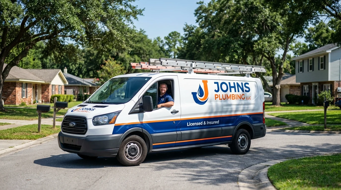 Johns Plumbing LLC service van in Lake City, AR