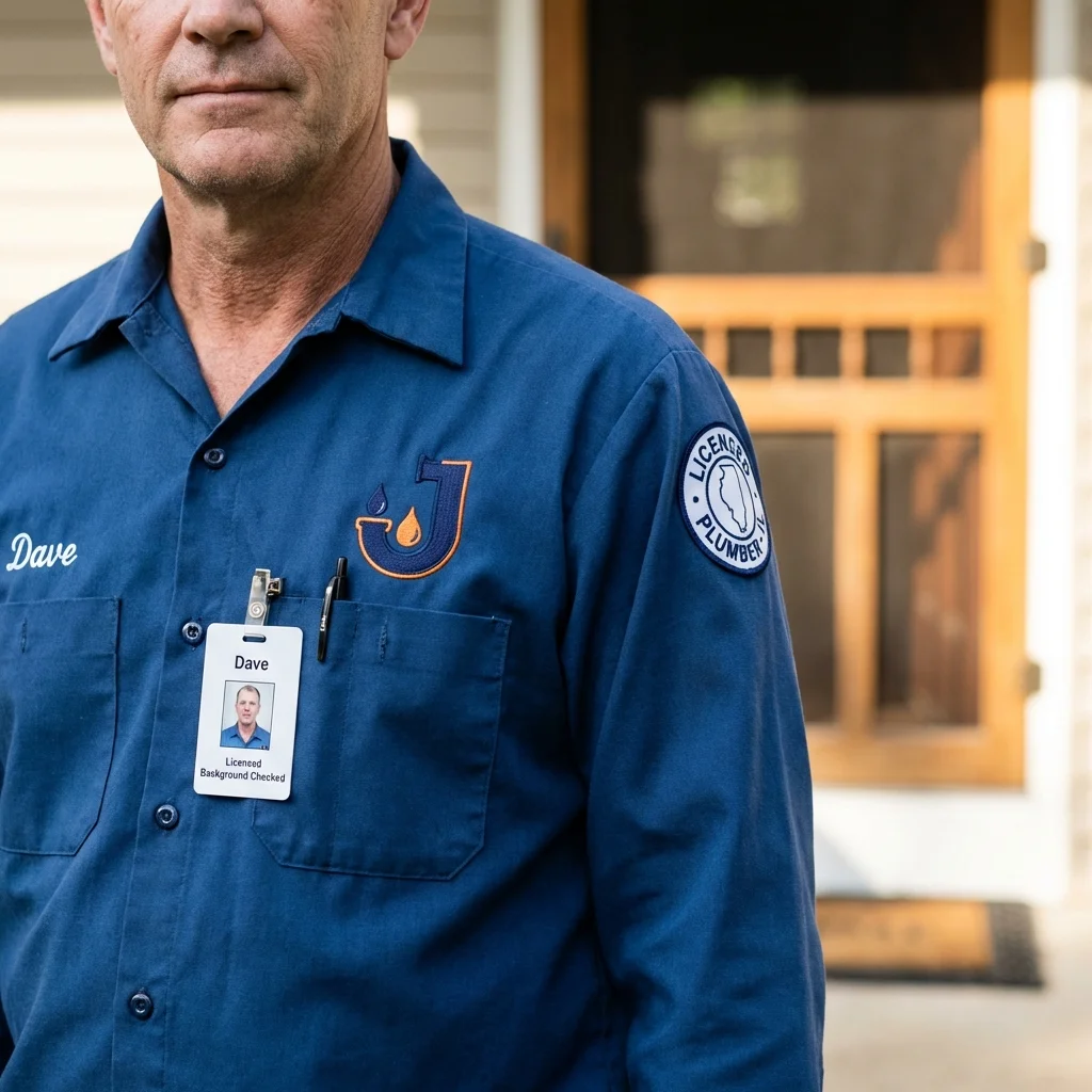 Licensed plumber showing ID badge in Lake City, AR