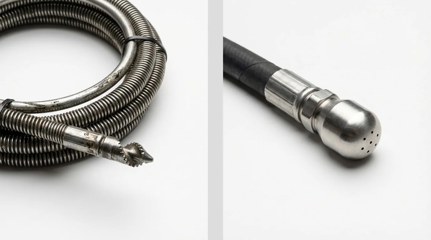 Drain snake cable and hydro jetting nozzle used for drain cleaning in Lake City, AR