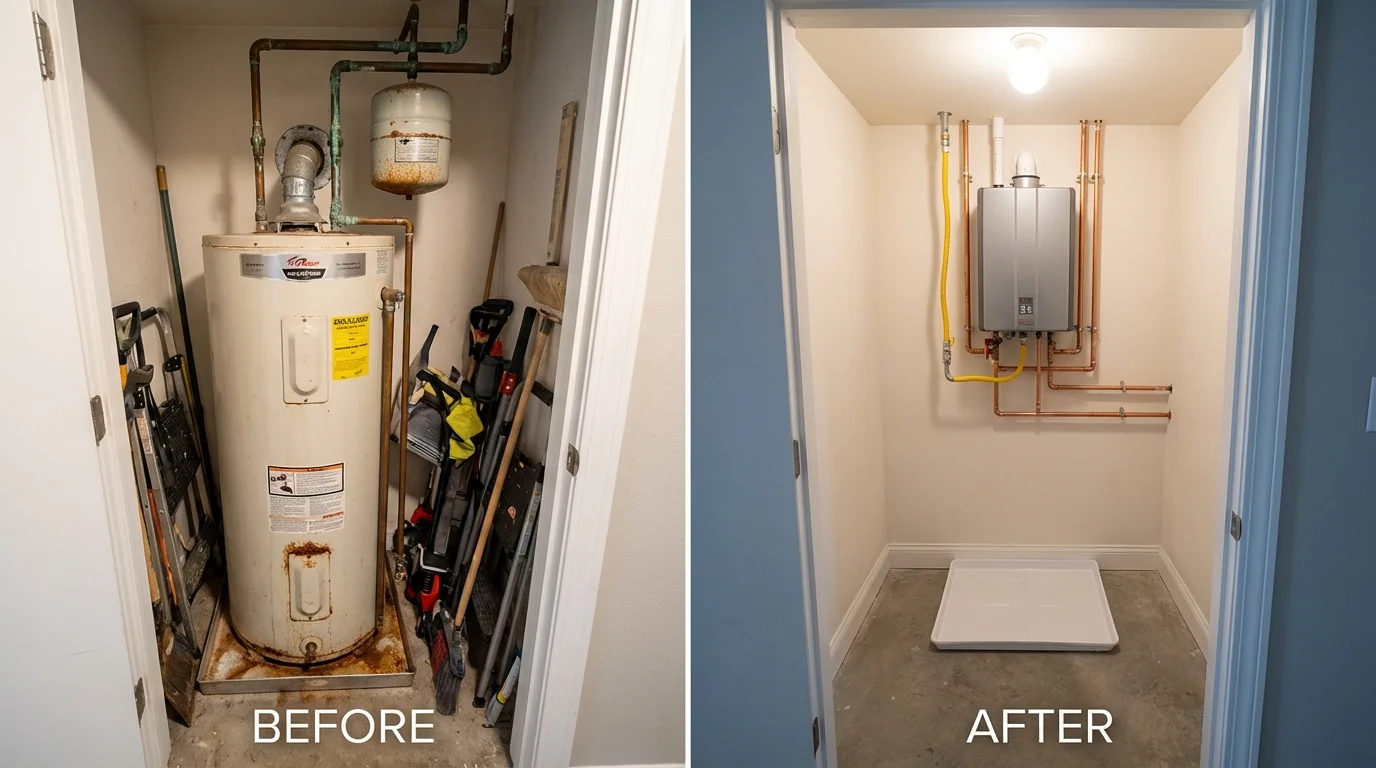 Tank water heater versus wall-mounted tankless unit comparison for Lake City, AR homeowners